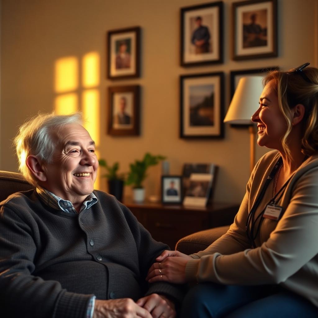 A veteran sharing a conversation with a friendly case worker